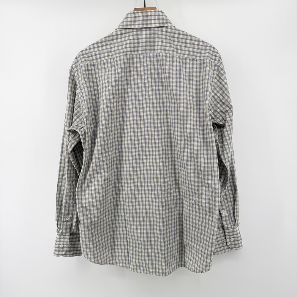 Christian Aujard Button Down Shirt Mens L Blue Yellow‎ Plaid Paisley Flip Cuff - Picture 5 of 11